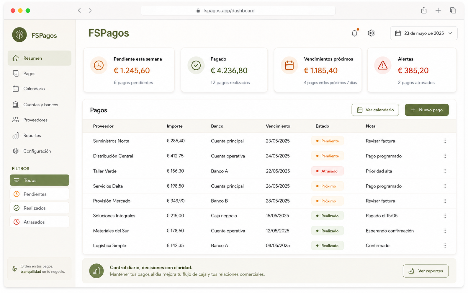 FSPagos: preview de herramienta de control de pagos y vencimientos