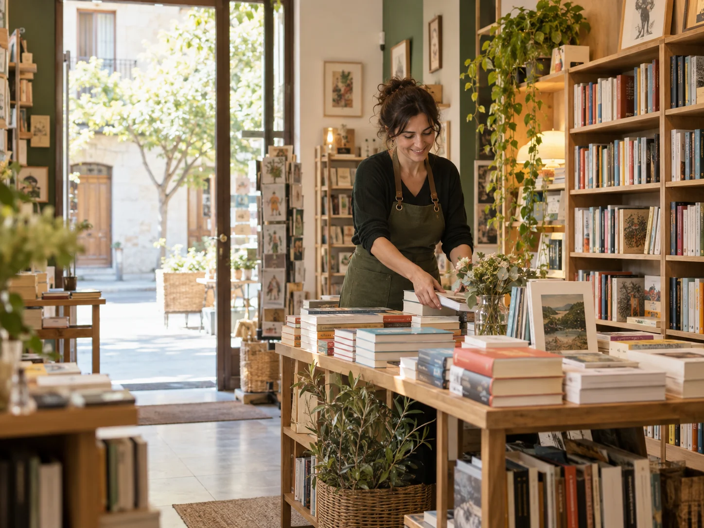 Interior de una librería de barrio, ejemplo de negocio para SOX Low