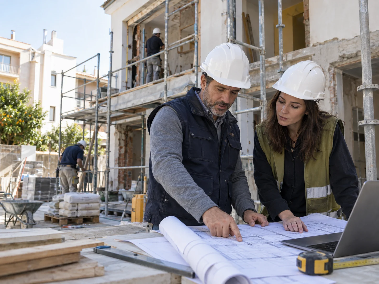 Empresa de construcción trabajando en una obra, ejemplo para SOX Medium