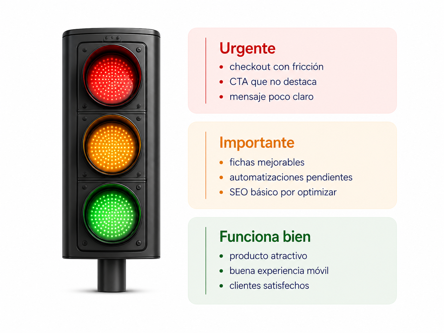 Semáforo de prioridades para ordenar qué cambios hacer primero